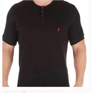 Polo Ralph Lauren Sleepwear Shirt Mens M Black Waffle Knit Short Sleeve NWT